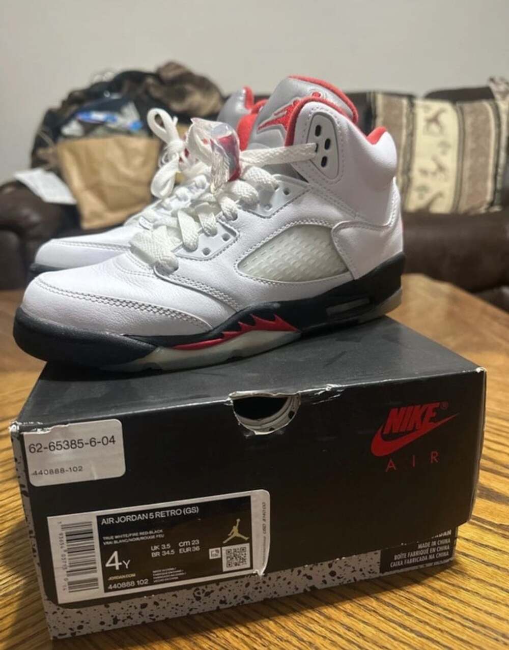 Air Jordan 5 Retro GS Fire Red True White Black Youth Size 4Y